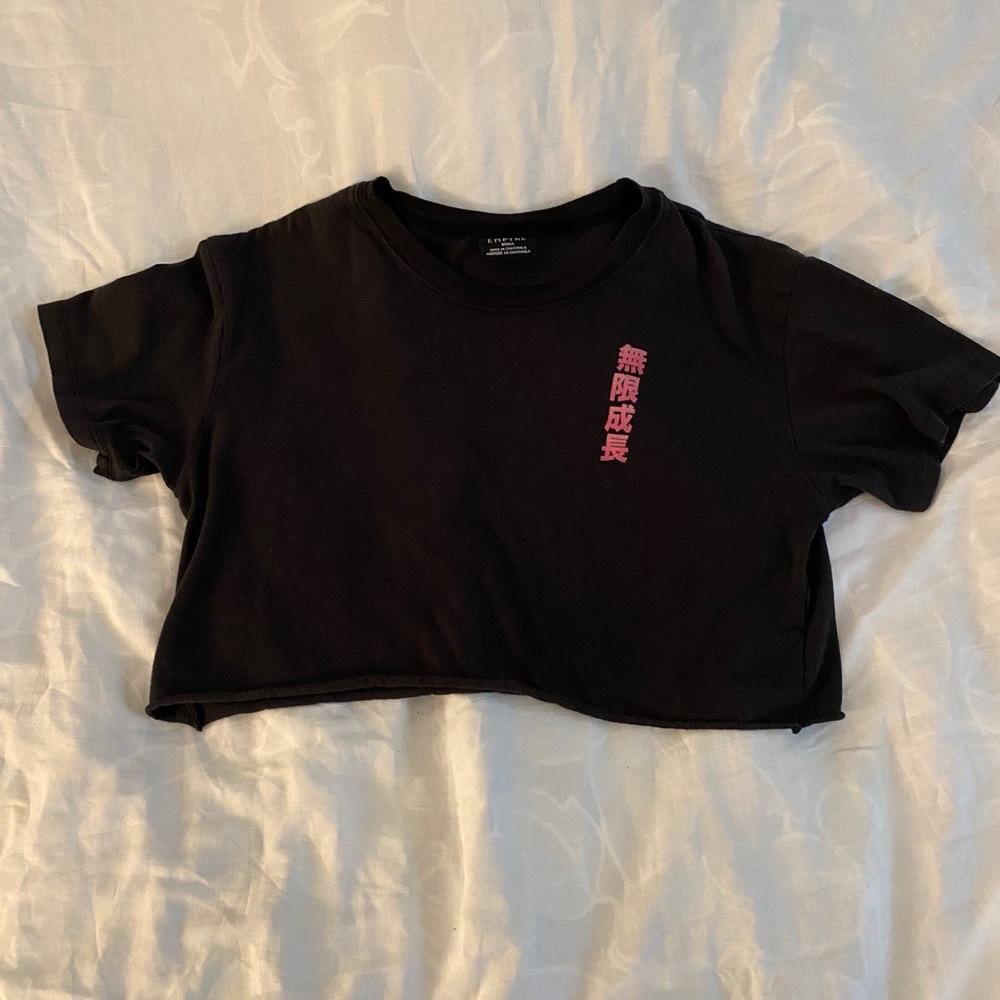 Empyre Womens Neu Blossoms Black Crop Top Shirt - Size S